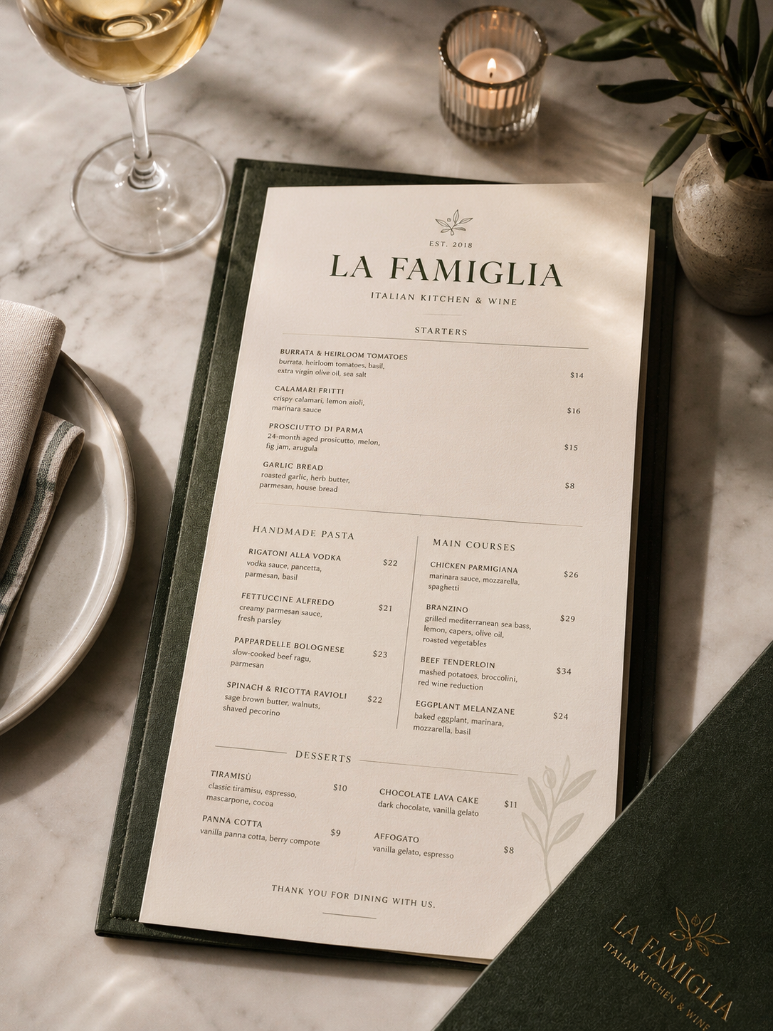 Menu design example