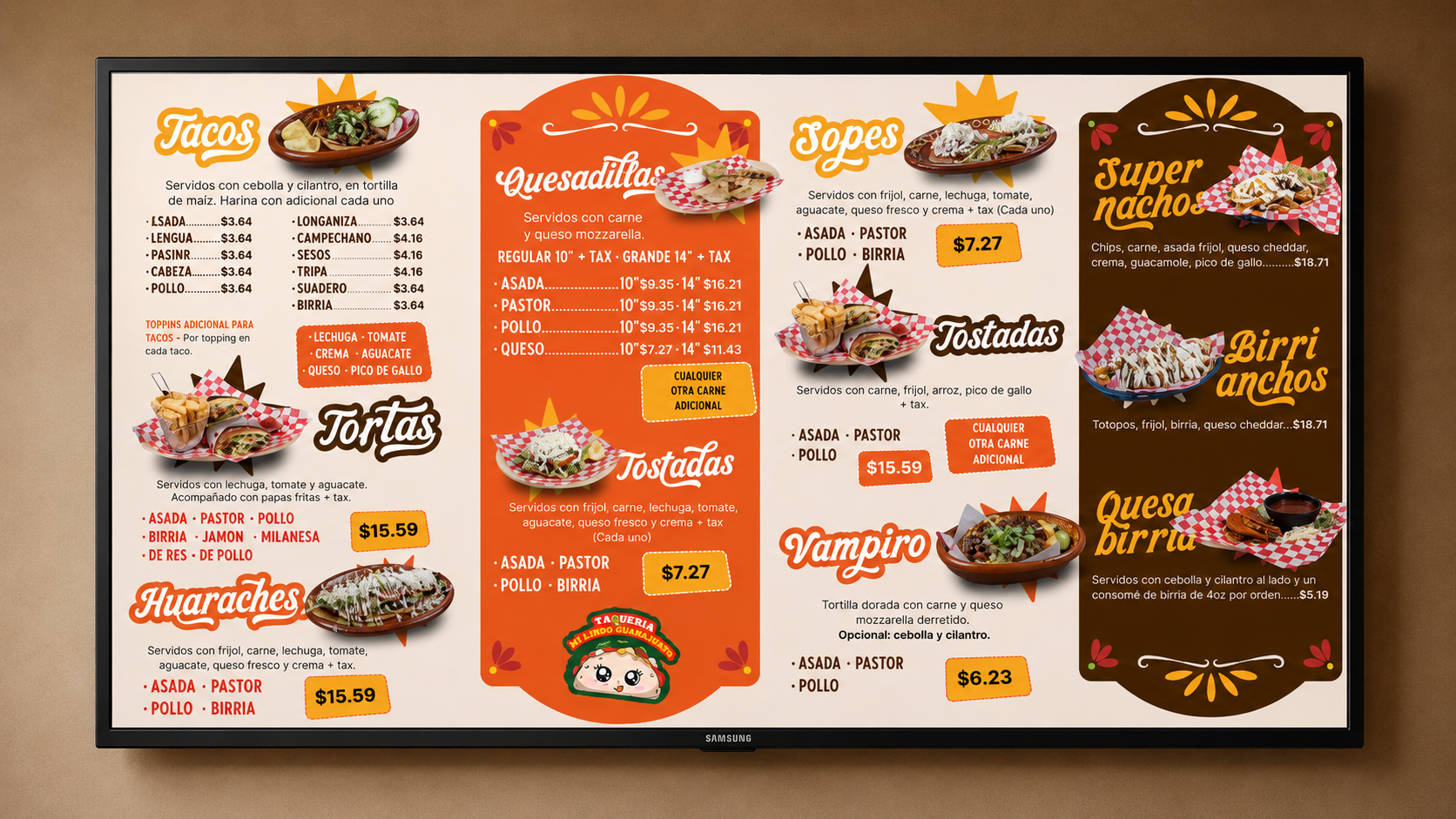 TV menu example