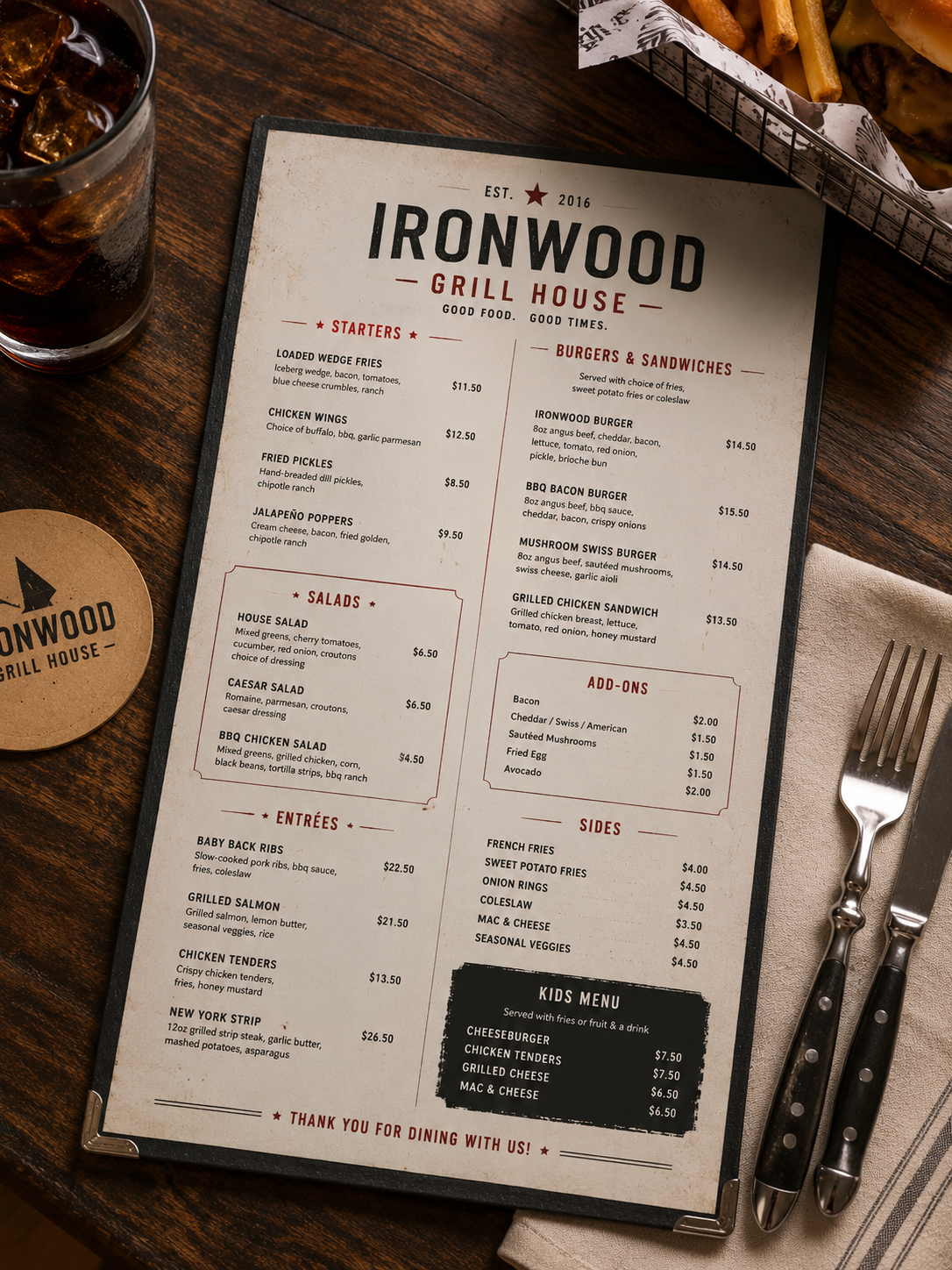 Menu design example