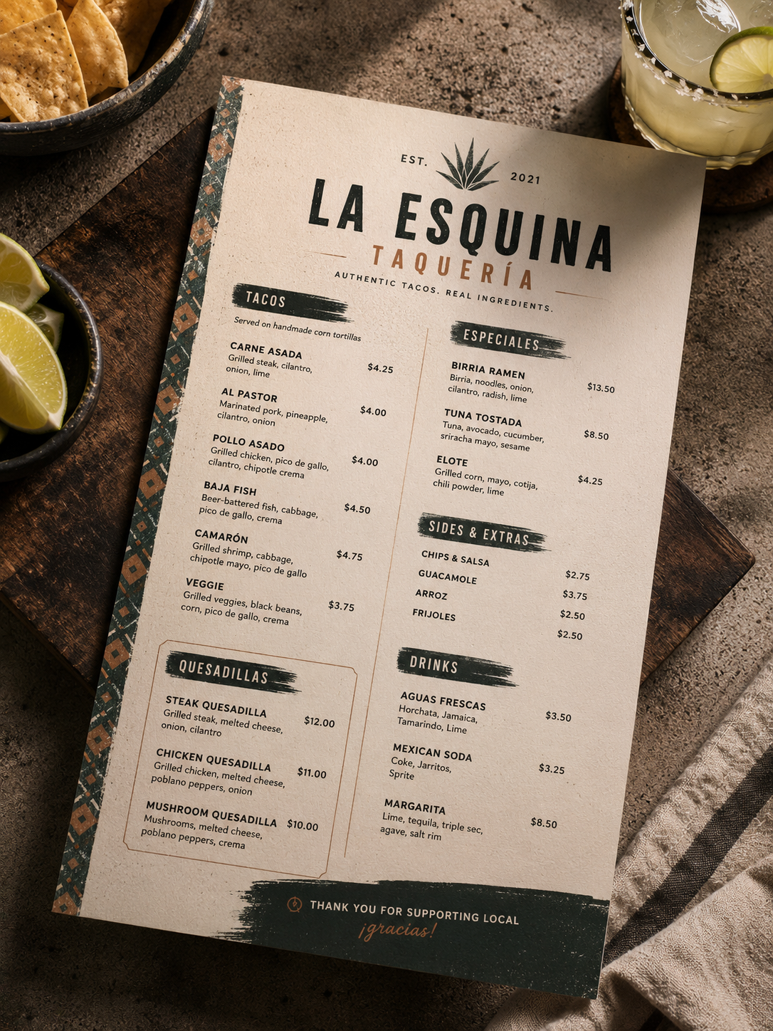 Menu design example