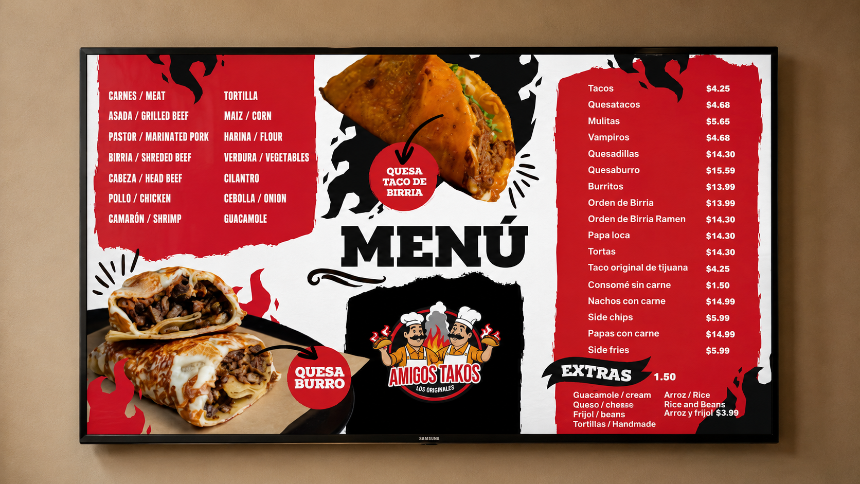TV menu example